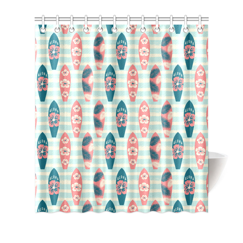 Aloha Hawaii Surfboard Pattern Print Design 02 Shower Curtain