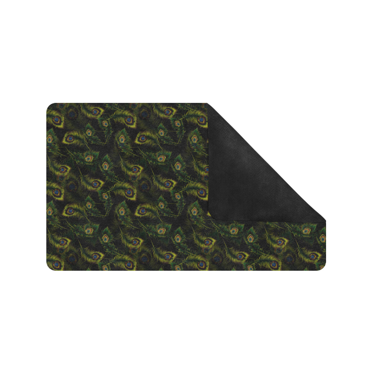 Peacock Feather Pattern Design Print Rubber Doormat
