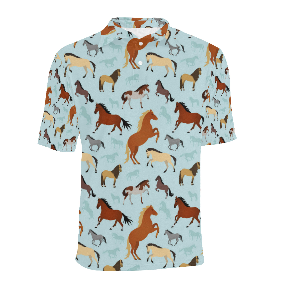 Horse Cute Themed Pattern Print Men Polo Shirt