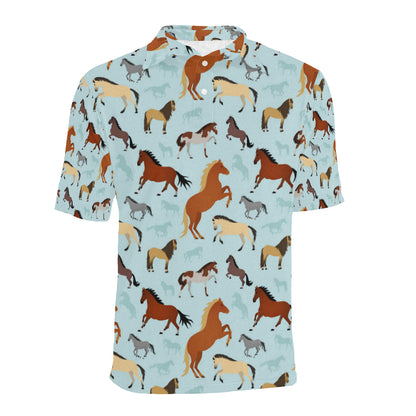 Horse Cute Themed Pattern Print Men Polo Shirt