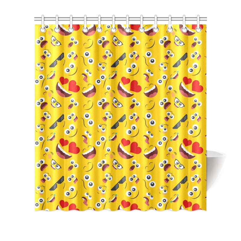Emoji Face Print Pattern Shower Curtain