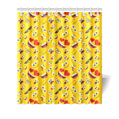 Emoji Face Print Pattern Shower Curtain