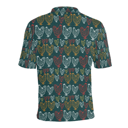 Rooster Hand Draw Design Men Polo Shirt