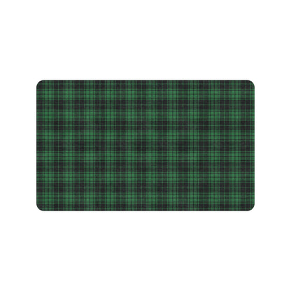 Green Tartan Plaid Pattern Rubber Doormat