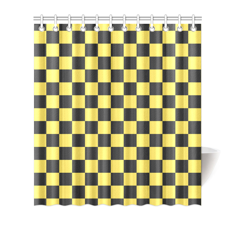 Checkered Yellow Pattern Print Design 03 Shower Curtain