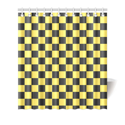 Checkered Yellow Pattern Print Design 03 Shower Curtain