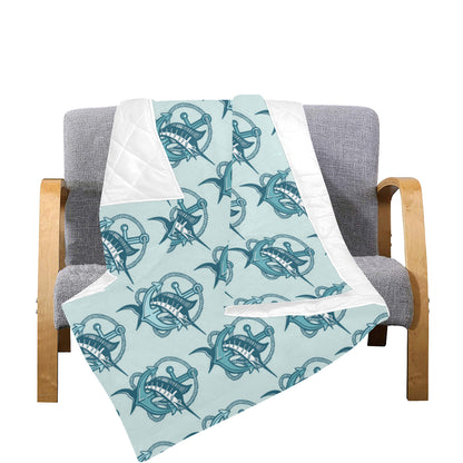 Swordfish Pattern Print Design 03 Premium Quilt
