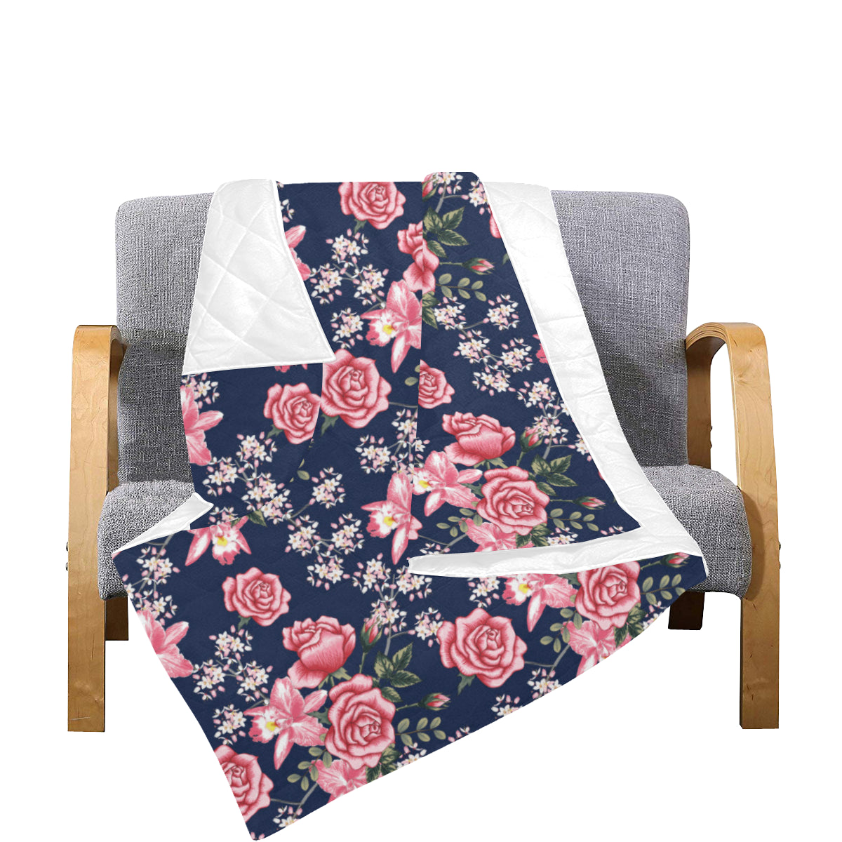 Rose Pattern Print Design A05 Premium Quilt