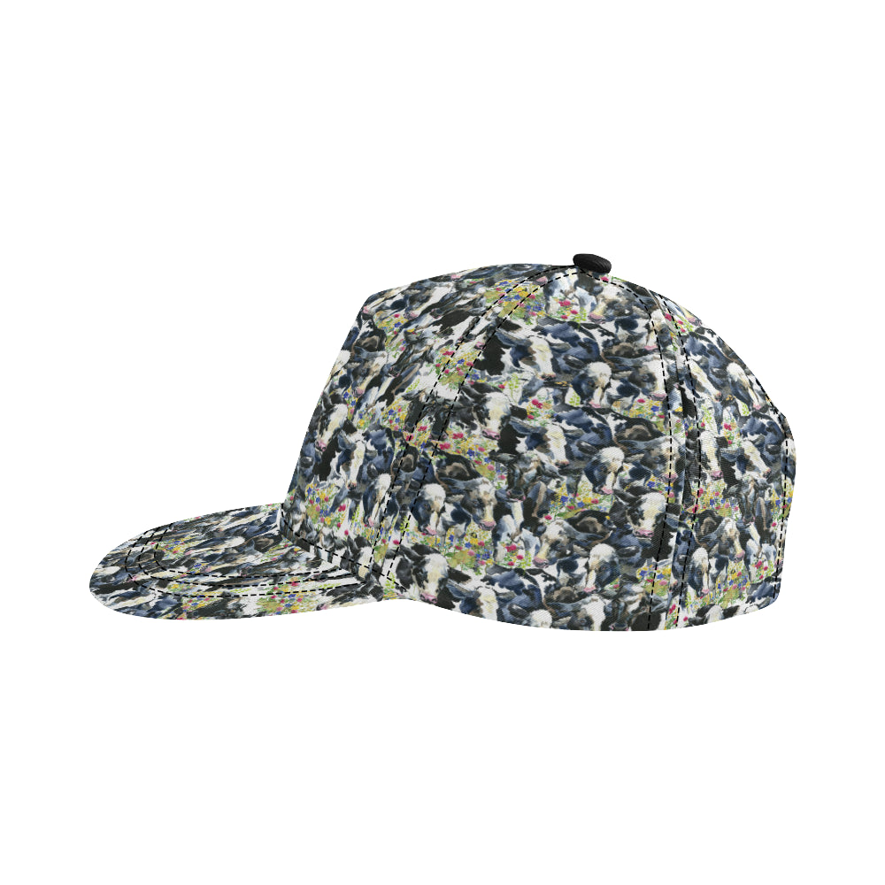 Cow Watercolor Print Pattern Snapback Cap