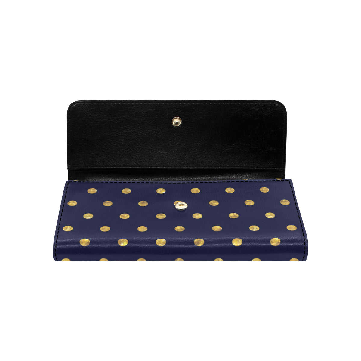 Polka Dot Gold Blue Pattern Print Design 02 Women's Trifold Wallet