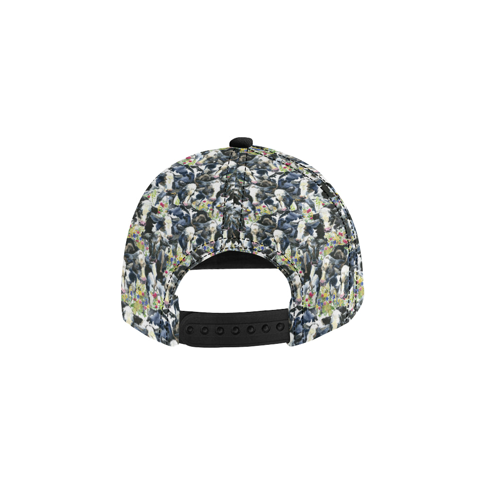 Cow Watercolor Print Pattern Snapback Cap