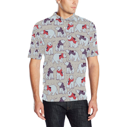 Polar Bear Pattern Print Design PB04 Men Polo Shirt