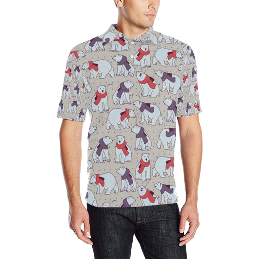Polar Bear Pattern Print Design PB04 Men Polo Shirt
