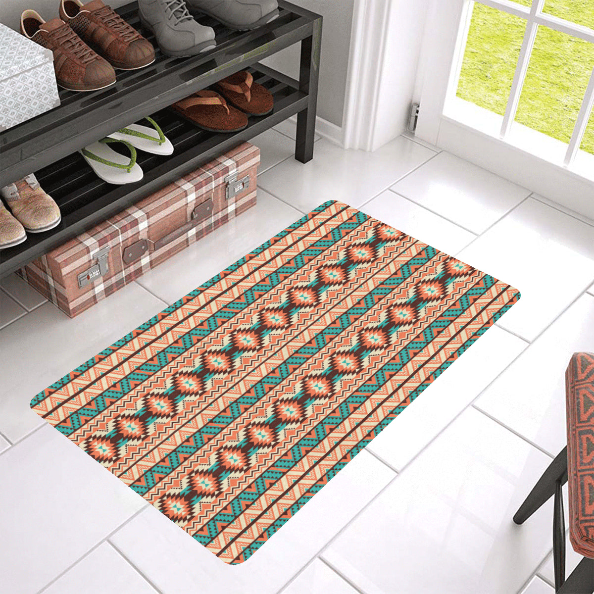 Navajo Western Style Print Pattern Rubber Doormat