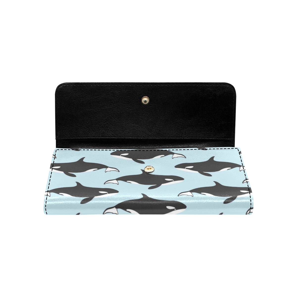 Killer Whale Pattern Print Design 01 Women's Trifold Wallet