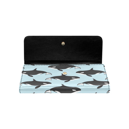 Killer Whale Pattern Print Design 01 Women's Trifold Wallet