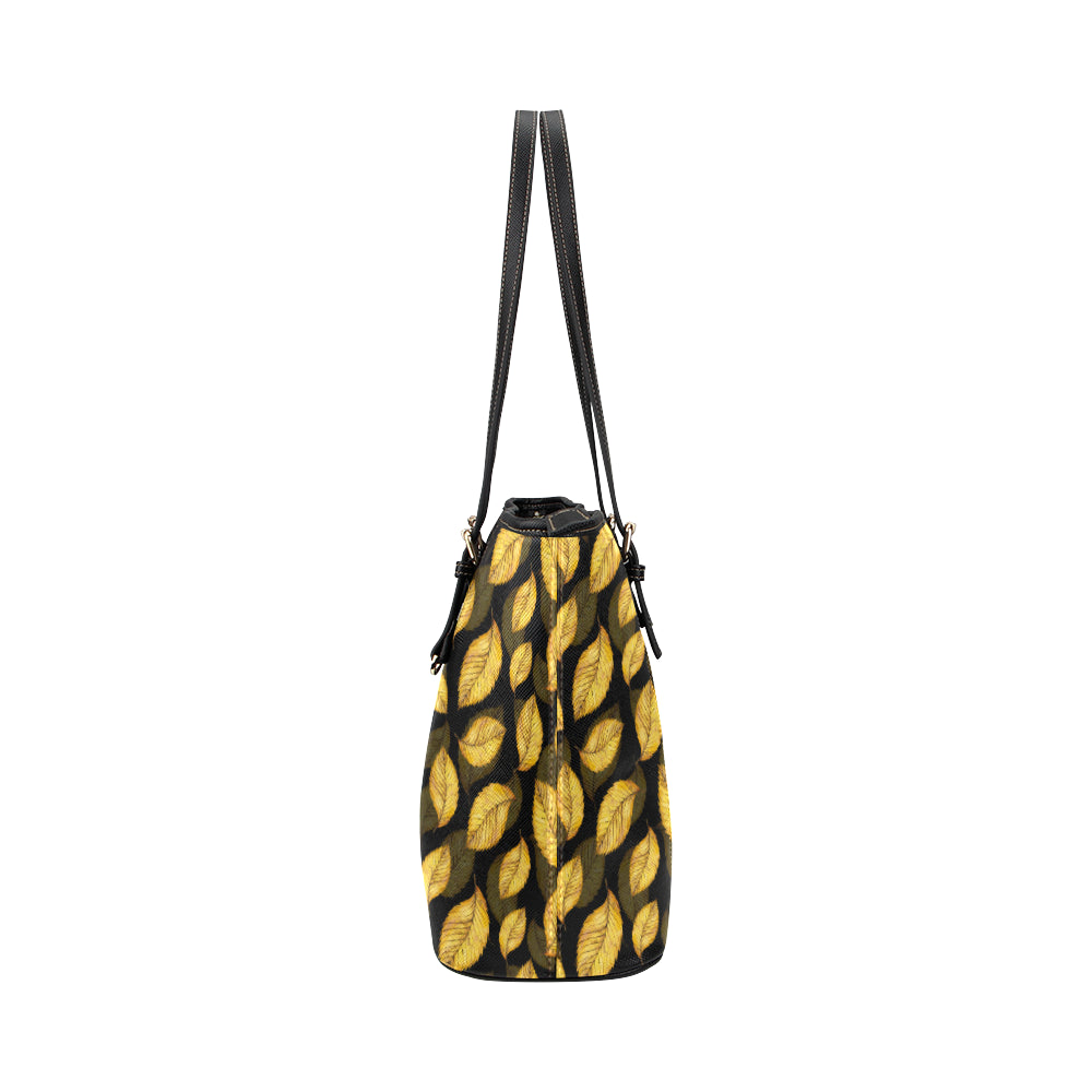 Elm Leave Summer Print Pattern Leather Tote Bag