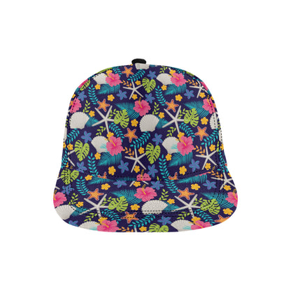 Beach Seashell Floral Theme Snapback Cap
