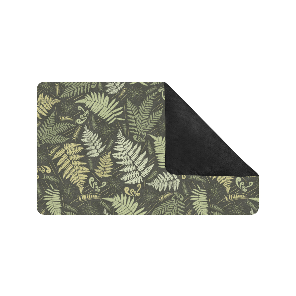 Fern Leave Green Print Pattern Rubber Doormat