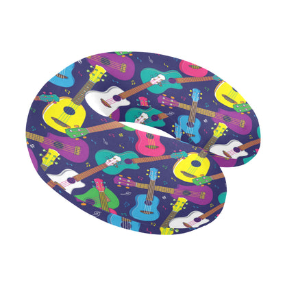 Ukulele Pattern Print Design 02 U-Shaped Travel Neck Pillow