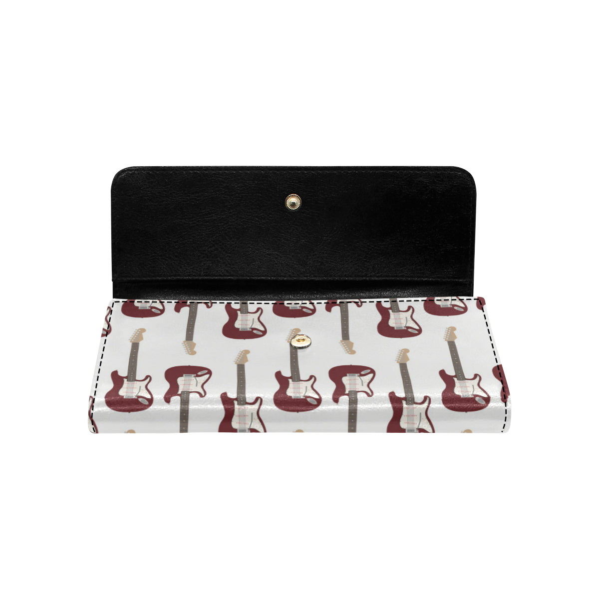 Bass Guitar Pattern Print Design 03 Women's Trifold Wallet