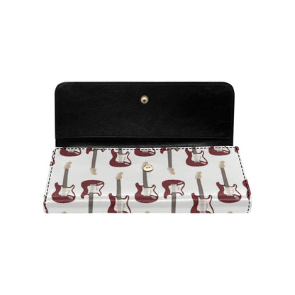 Bass Guitar Pattern Print Design 03 Women's Trifold Wallet