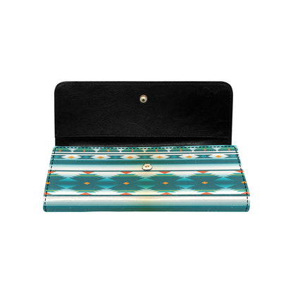 Blue Tribal Aztec Women's Trifold Wallet