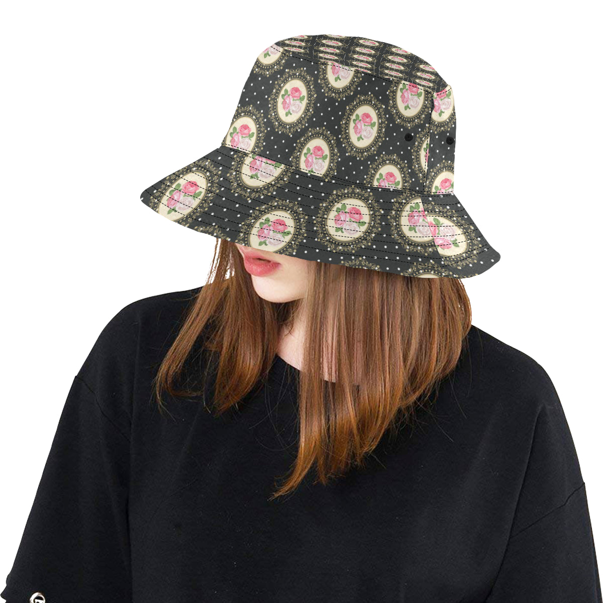 Rose Pattern Print Design RO015 Unisex Bucket Hat
