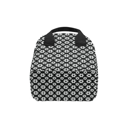 Soccer Ball Black Print Pattern Insulated Lunch Bag