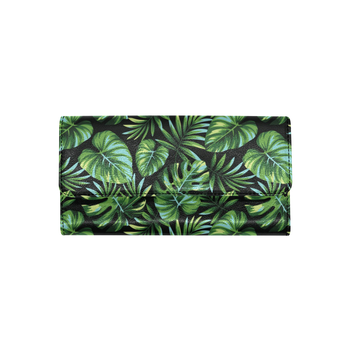 Palm Leaves Pattern Print Design PL013 Women's Trifold Wallet