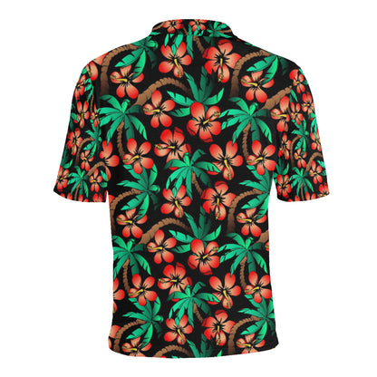 Hawaiian Themed Pattern Print Design H022 Men Polo Shirt
