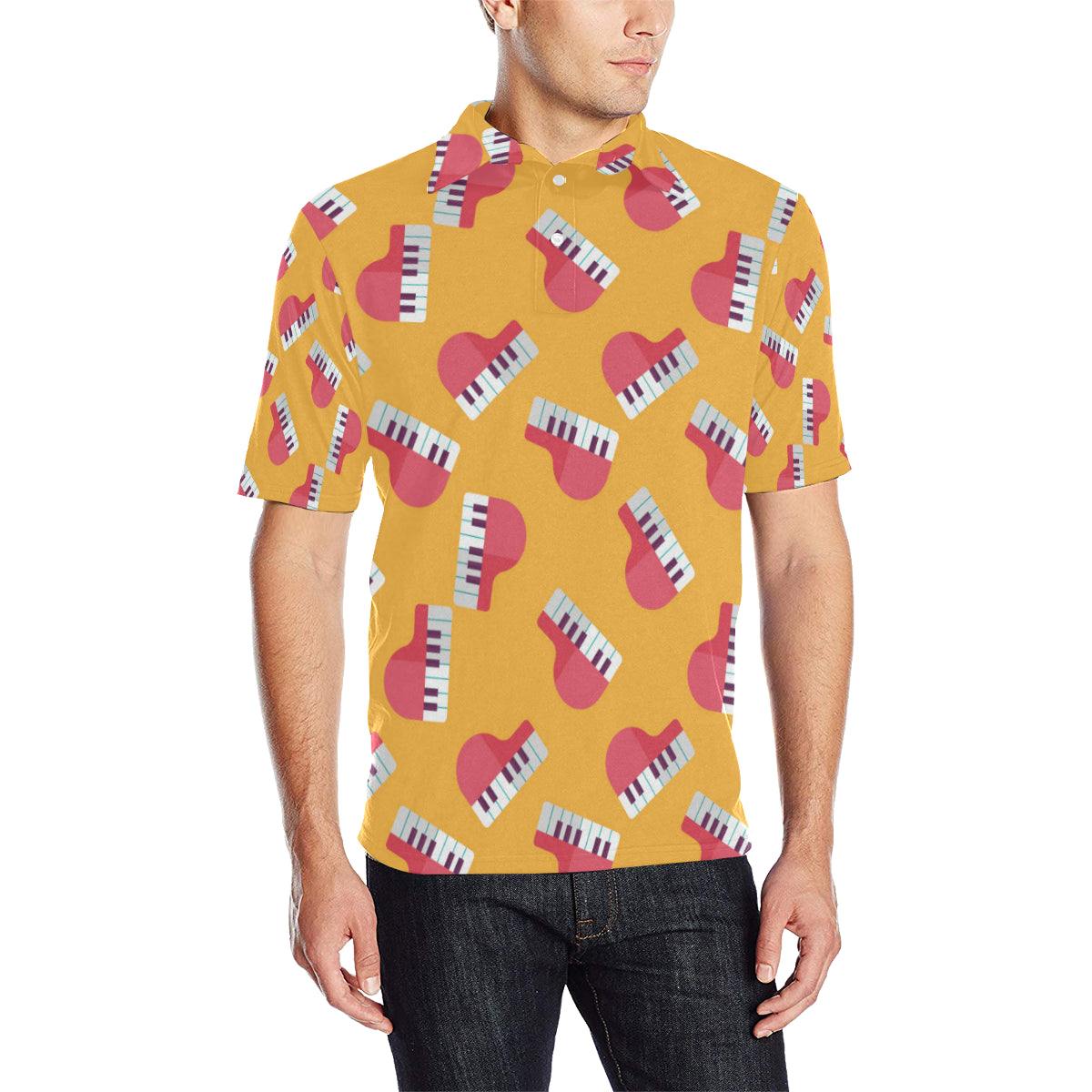Piano Pattern Print Design 02 Men Polo Shirt