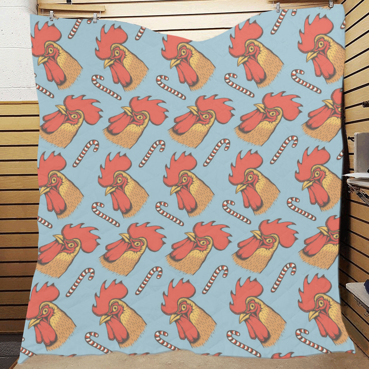 Rooster Pattern Print Design A05 Premium Quilt