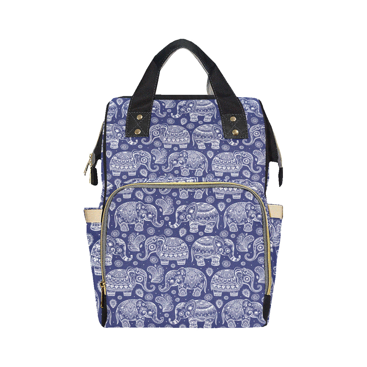White Elephant Mandala Diaper Bag Backpack