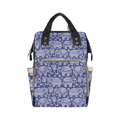 White Elephant Mandala Diaper Bag Backpack