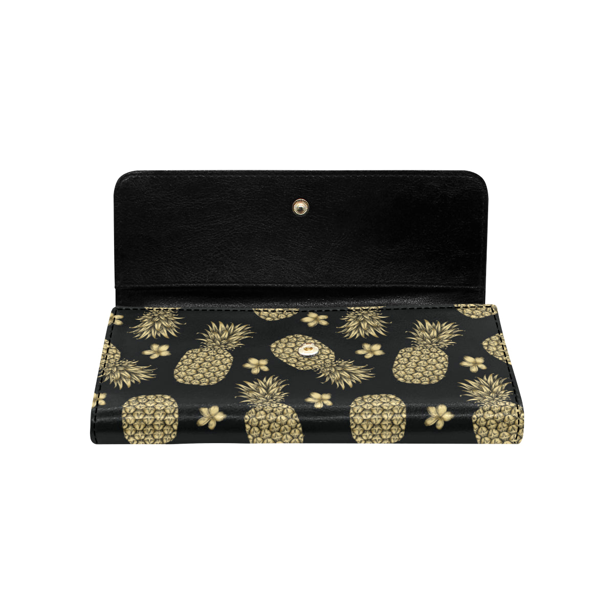 Gold Pineapple Hibiscus Women's Trifold Wallet