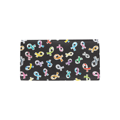 Cancer Awareness Pattern Print Design 02 Women's Trifold Wallet