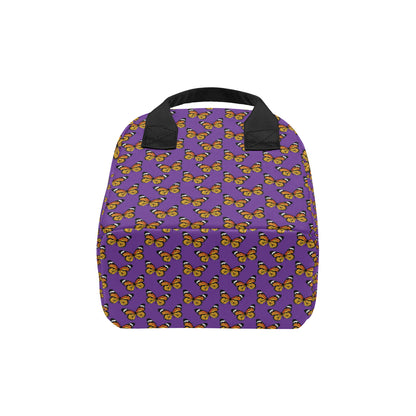 Monarch Butterfly Purple Print Pattern Insulated Lunch Bag