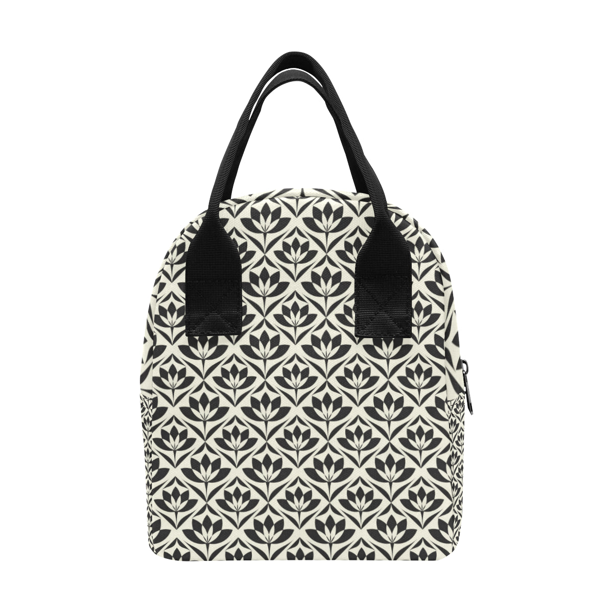 Lotus Pattern Print Insulated Lunch Bag