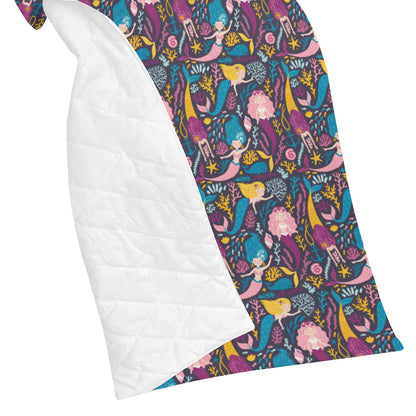 Mermaid Pattern Print Design 08 Premium Quilt