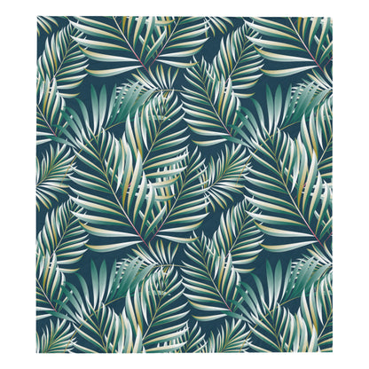 Sun Spot Tropical Palm Leaves Premium Quilt