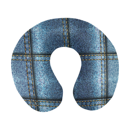 Jean Patchwork Pattern Print Design 02 U-Shaped Travel Neck Pillow