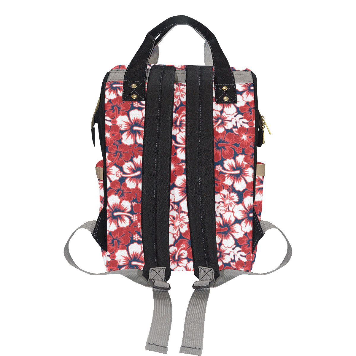 Red Hibiscus Pattern Print Design HB01 Diaper Bag Backpack