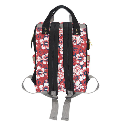 Red Hibiscus Pattern Print Design HB01 Diaper Bag Backpack