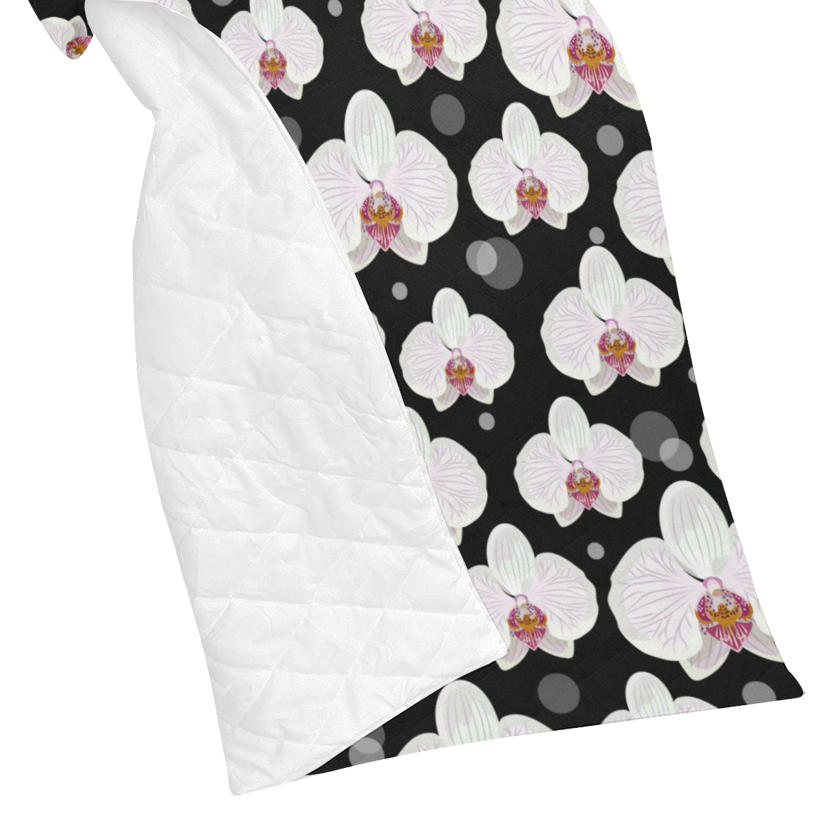 Orchid White Pattern Print Design OR09 Premium Quilt