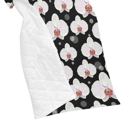 Orchid White Pattern Print Design OR09 Premium Quilt