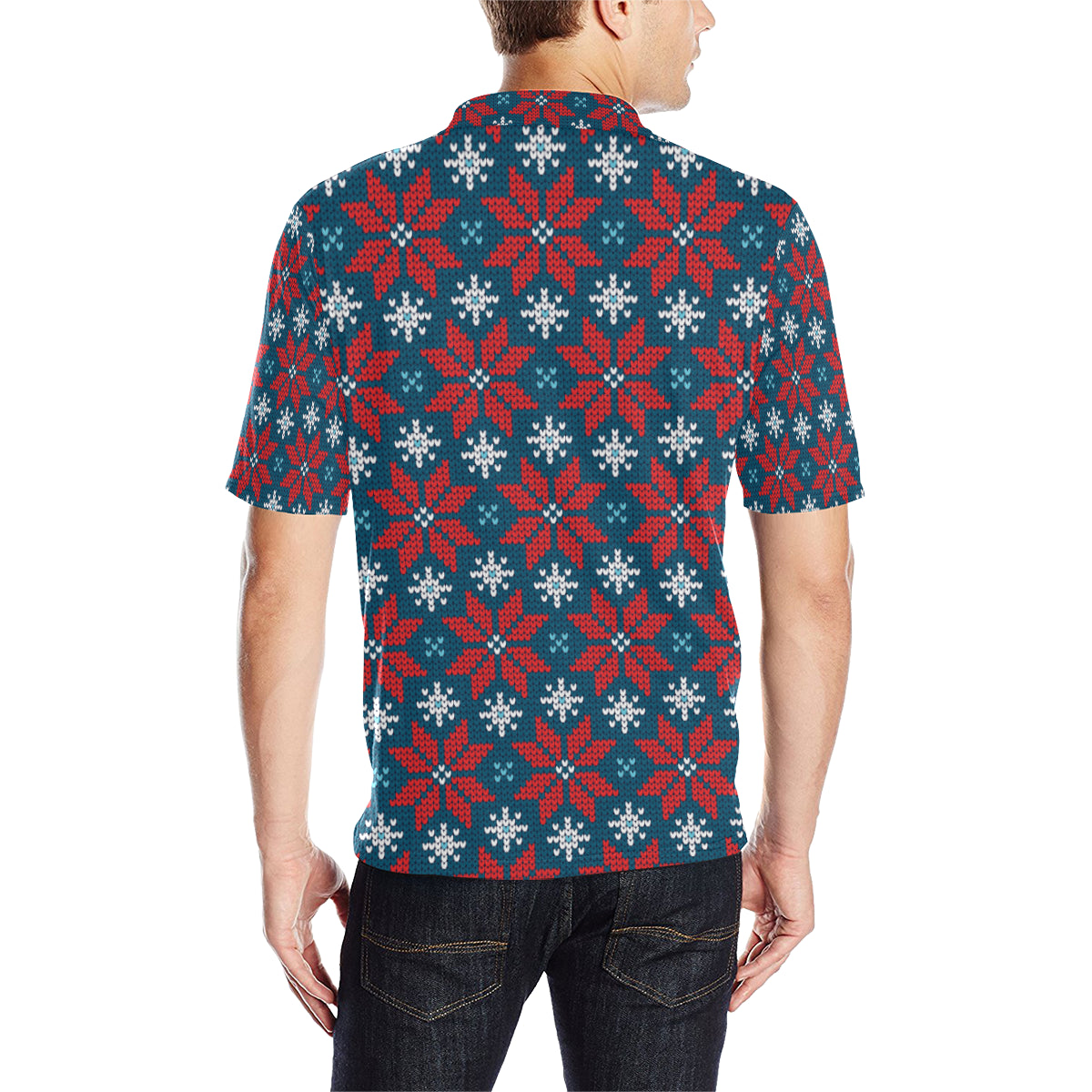 Poinsettia Pattern Print Design A02 Men Polo Shirt