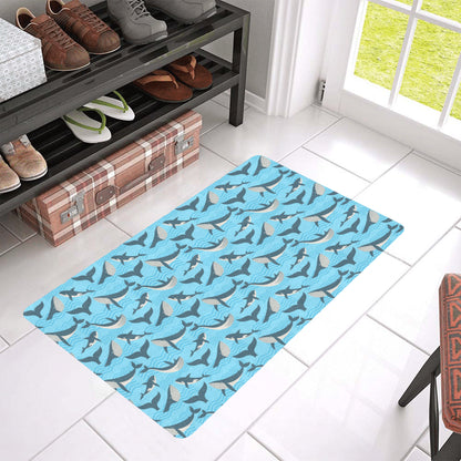 Whale Pattern Design Themed Print Rubber Doormat