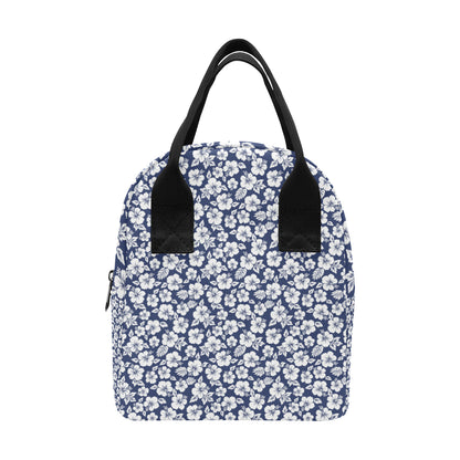 Hibiscus Blue Hawaiian Flower Style Insulated Lunch Bag