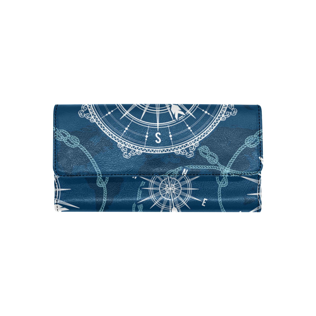Nautical Compass Print Women's Trifold Wallet